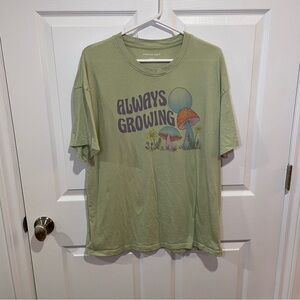American Eagle Outfitters Green Mushroom Short Sleeve Tee Oversized Fit